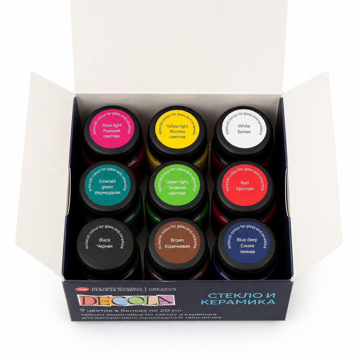 Estojo Tinta Vidro Decola Opaca 20ml 9 Cores - Nevskaya Palitra