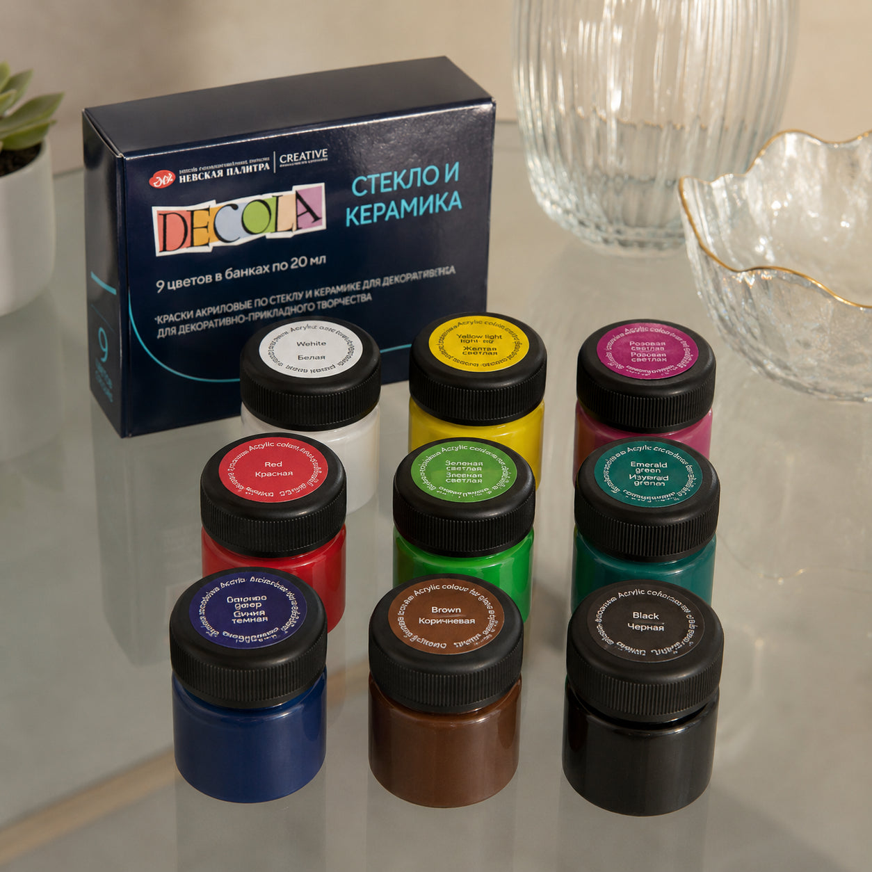 Estojo Tinta Vidro Decola Opaca 20ml 9 Cores - Nevskaya Palitra