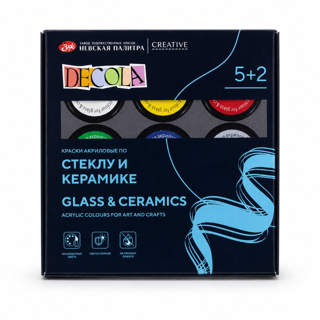 Estojo Tinta Vidro Decola Opaca 20ml 5 Cores + 2 Liners Metálicos - Nevskaya Palitra