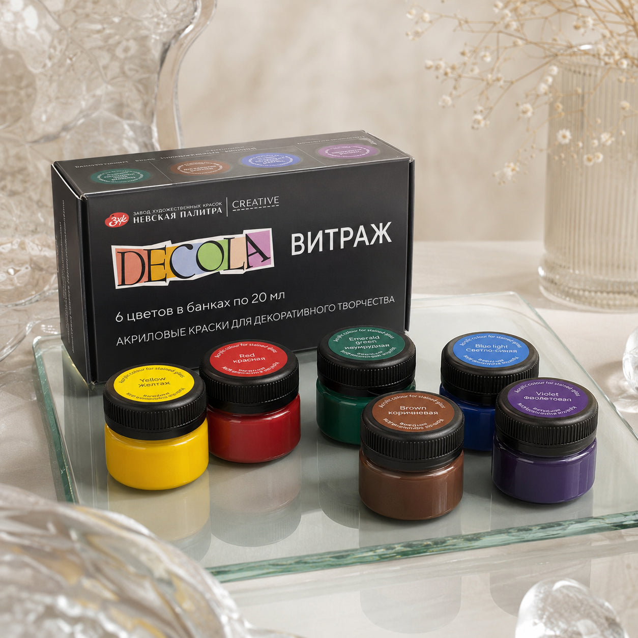 Estojo Tinta Vidro Decola Translúcida 20ml 6 Cores - Nevskaya Palitra