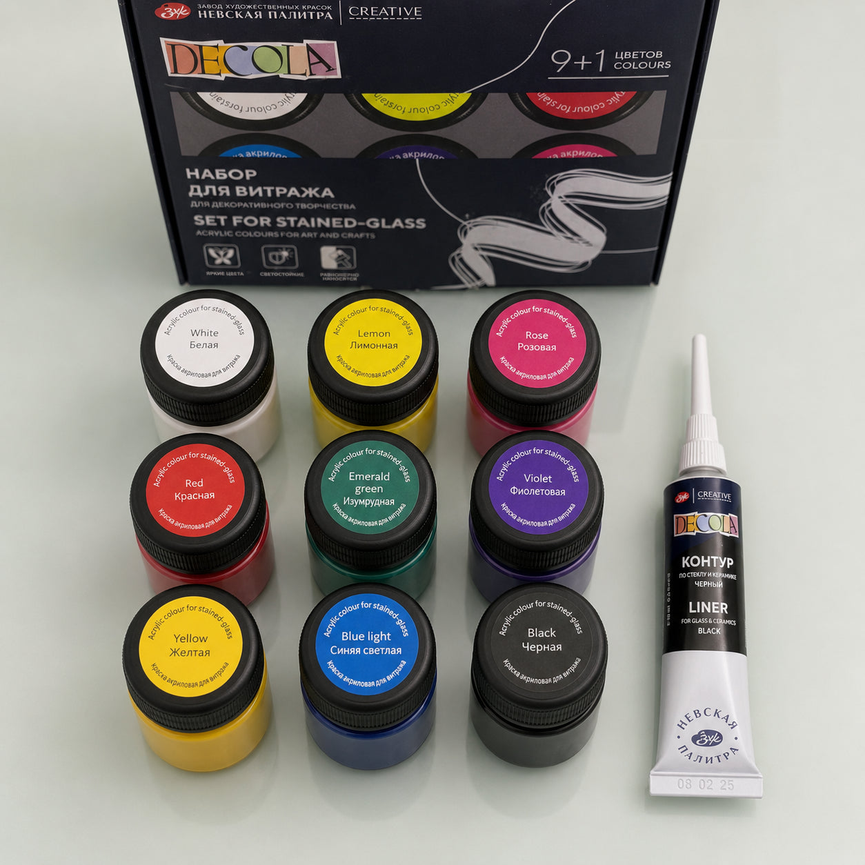Estojo Tinta Vidro Decola Translúcida 20ml 9 Cores + Liner - Nevskaya Palitra