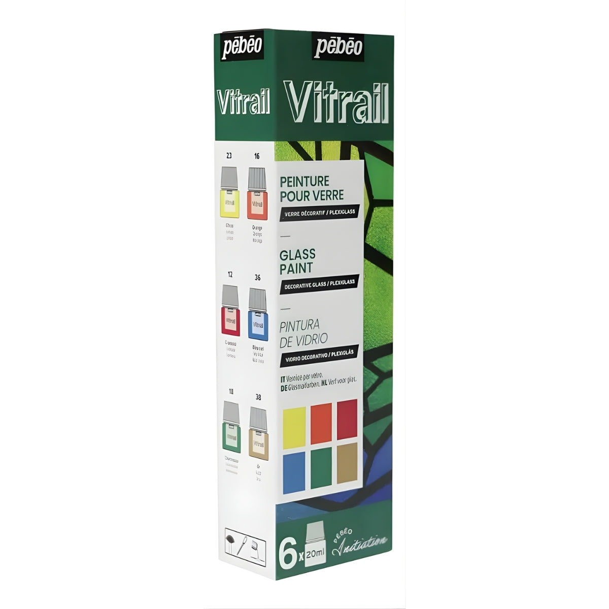 Estojo Tinta para Vidro Initia Vitrail 20ml com 6 Unidades - Pebeo