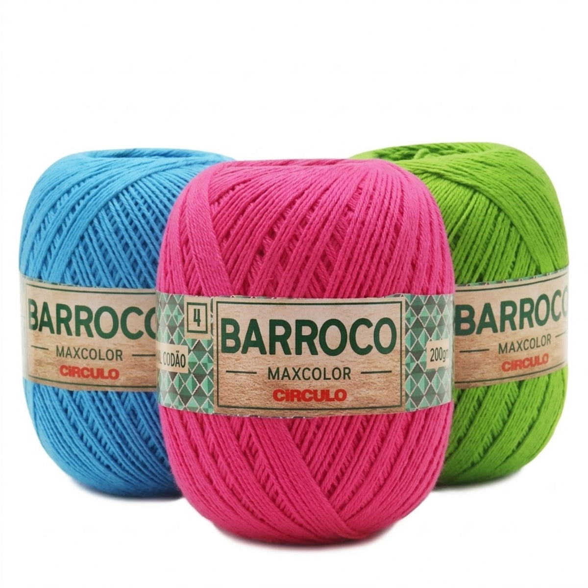Barbante Barroco Maxcolor 4 Algodão Crochê Tricô 200g 338m Tex 590 - Círculo