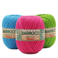 Barbante Barroco Maxcolor 4 Algodão Crochê Tricô 200g 338m Tex 590 - Círculo