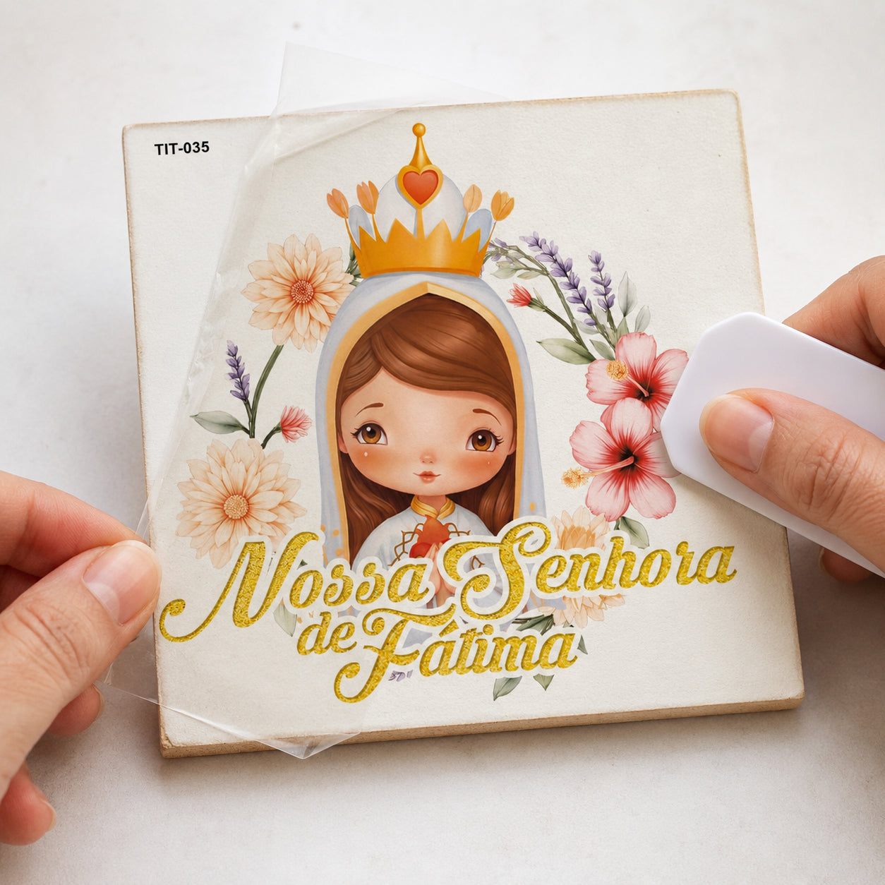 Transfer de Imagem Tiny Pct 5 Nossa S de Fátima 9,8x15cm para Artesanato e Decoração Tit-035 - Litoarte