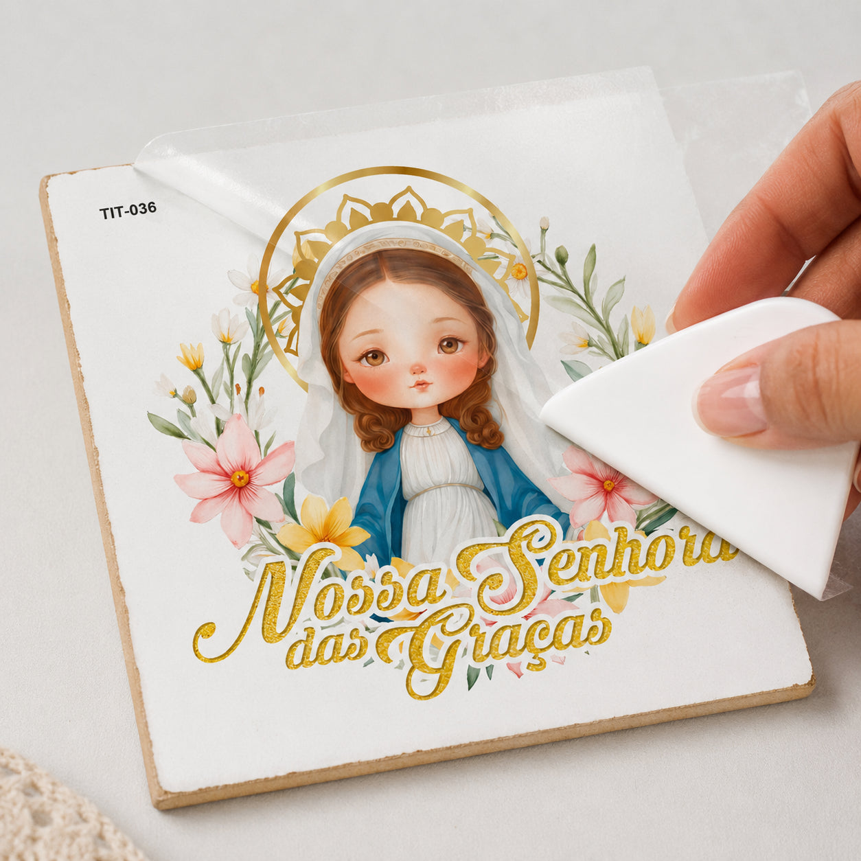 Transfer de Imagem Tiny Pct 5 Nossa S das Graças 9,8x15cm para Artesanato e Decoração Tit-036 - Litoarte