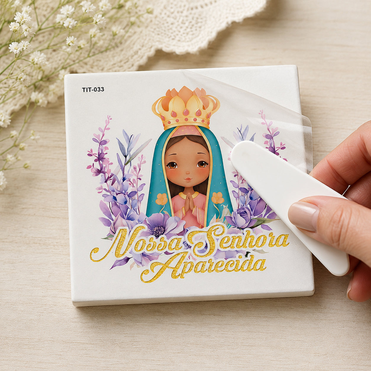 Transfer de Imagem Tiny Pct 5 Nossa S Aparecida 9,8x15cm para Artesanato e Decoração Tit-033 - Litoarte