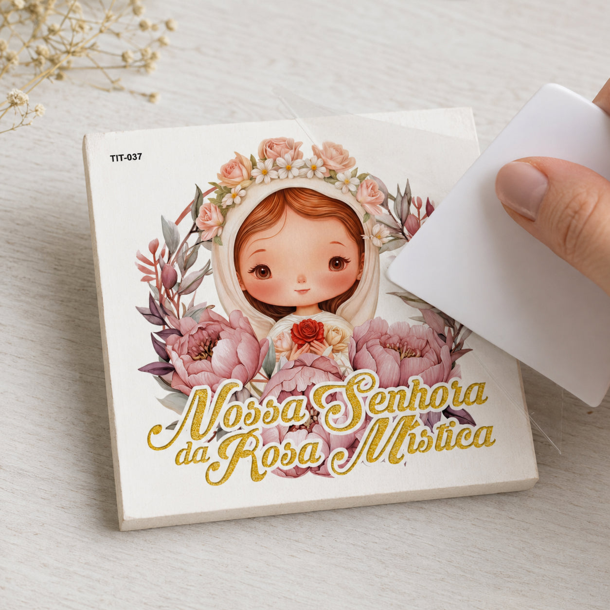Transfer de Imagem Tiny Pct 5 Nossa S da Rosa Mistica 9,8x15cm para Artesanato e Decoração Tit-037 - Litoarte