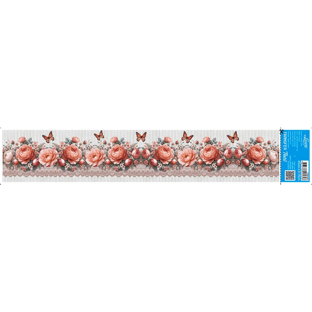 Transfer de Imagem Têxtil Barra - Jardim de Rosas 45x9,15cm para Artesanato e Customização em Tecido Ttb6-049 - Litoarte