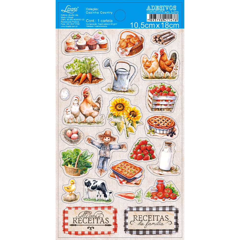 Adesivo com Recorte Cozinha 10,5x18cm para Artesanato e Scrapbook Adl3-073 - Litoarte
