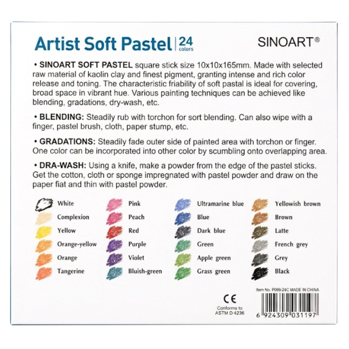 Estojo Giz Pastel Seco Macio com 24 Unidades P099_24c - Sinoart