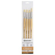 Kit de Pincel Escoda Clasico 8950 Cerda Natural Cabo Longo com 04 Unidades