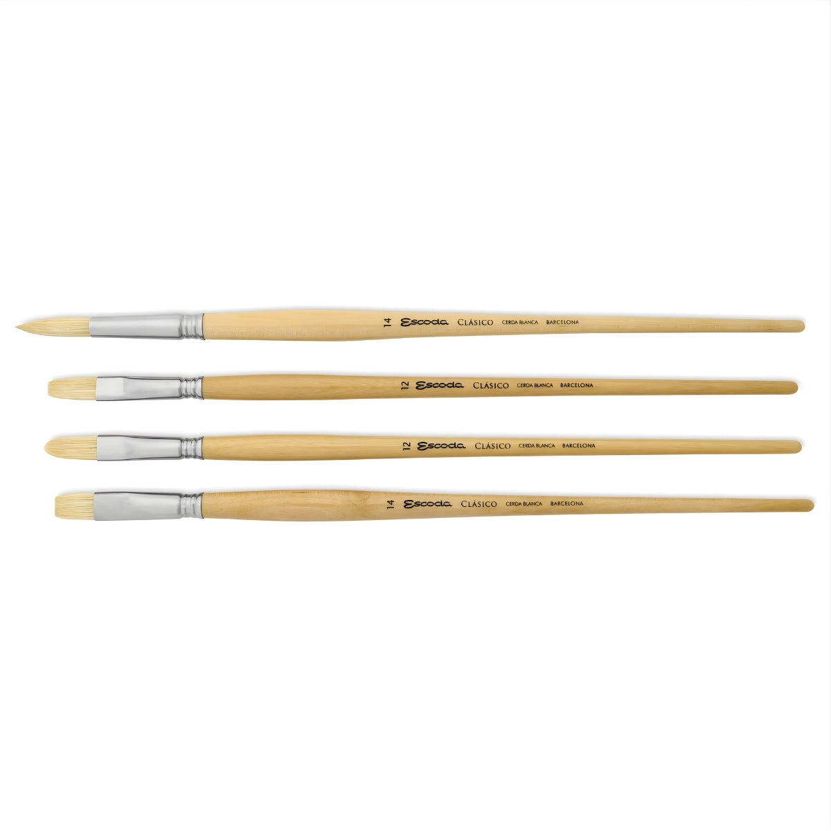 Kit de Pincel Escoda Clasico 8950 Cerda Natural Cabo Longo com 04 Unidades