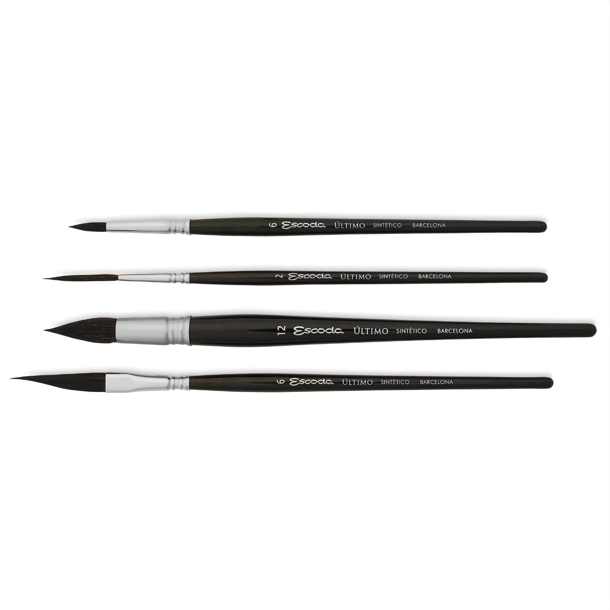 Kit de Pincel Escoda Ultimo 8911 Cerda Sintetico Cabo Curto com 04 Unidades