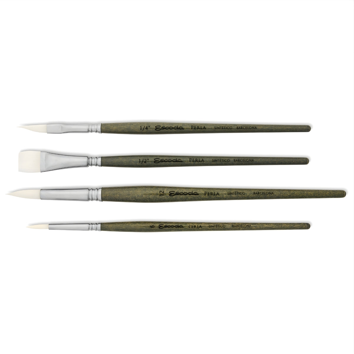 Kit de Pincel Escoda Perla 8912 Cerda Sintetico Cabo Curto com 04 Unidades