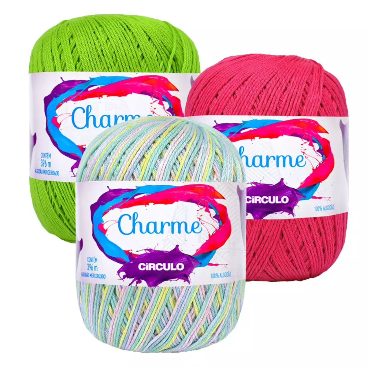 Linha Charme Algodão Mercerizado Crochê Tricô 150g 396m Tex 378 - Círculo