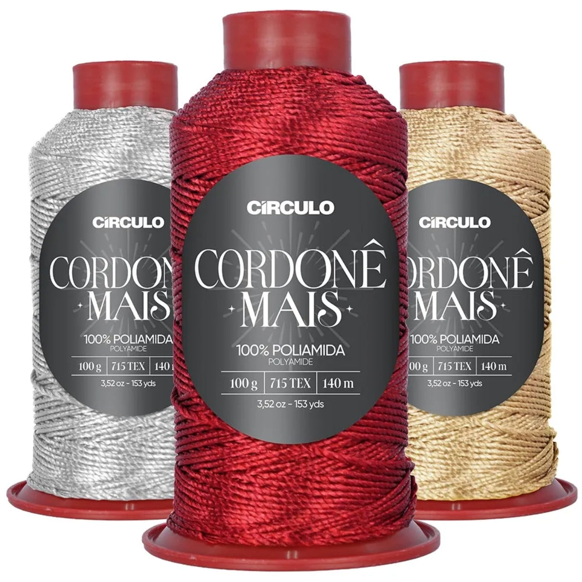 Fio Cordonê Mais Poliamida Moda Festa Crochê Tricô 100g 140m Tex 715 - Círculo