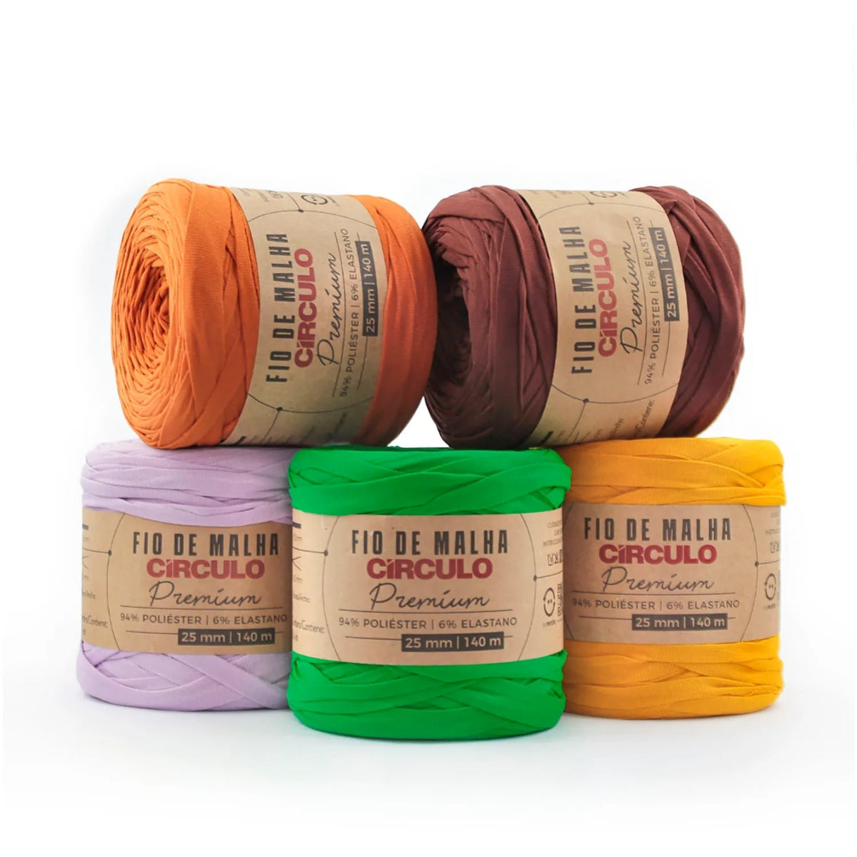 Fio de Malha Premium Poliéster com Elastano Crochê Tricô 270g 140m Tex 5905 25mm - Círculo