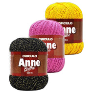 Linha Anne Brilho Ouro Algodão Mercerizado com Fibra Metalizada Crochê Tricô 150g 500m Tex 301 - Círculo