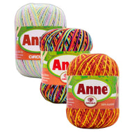 Linha Anne 500 Multicolor Algodão Mercerizado Crochê Tricô 147g 500m Tex 295 - Círculo