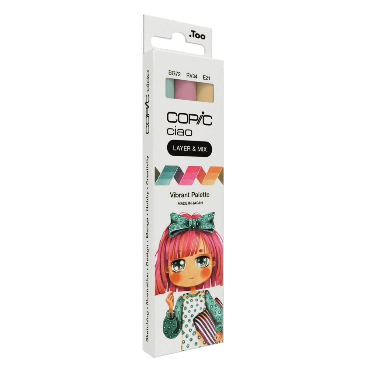 Estojo Marcador Artístico Copic Ciao Layer & Mix Ponta Dupla com 3 Cores Vibrant Palette - Copic
