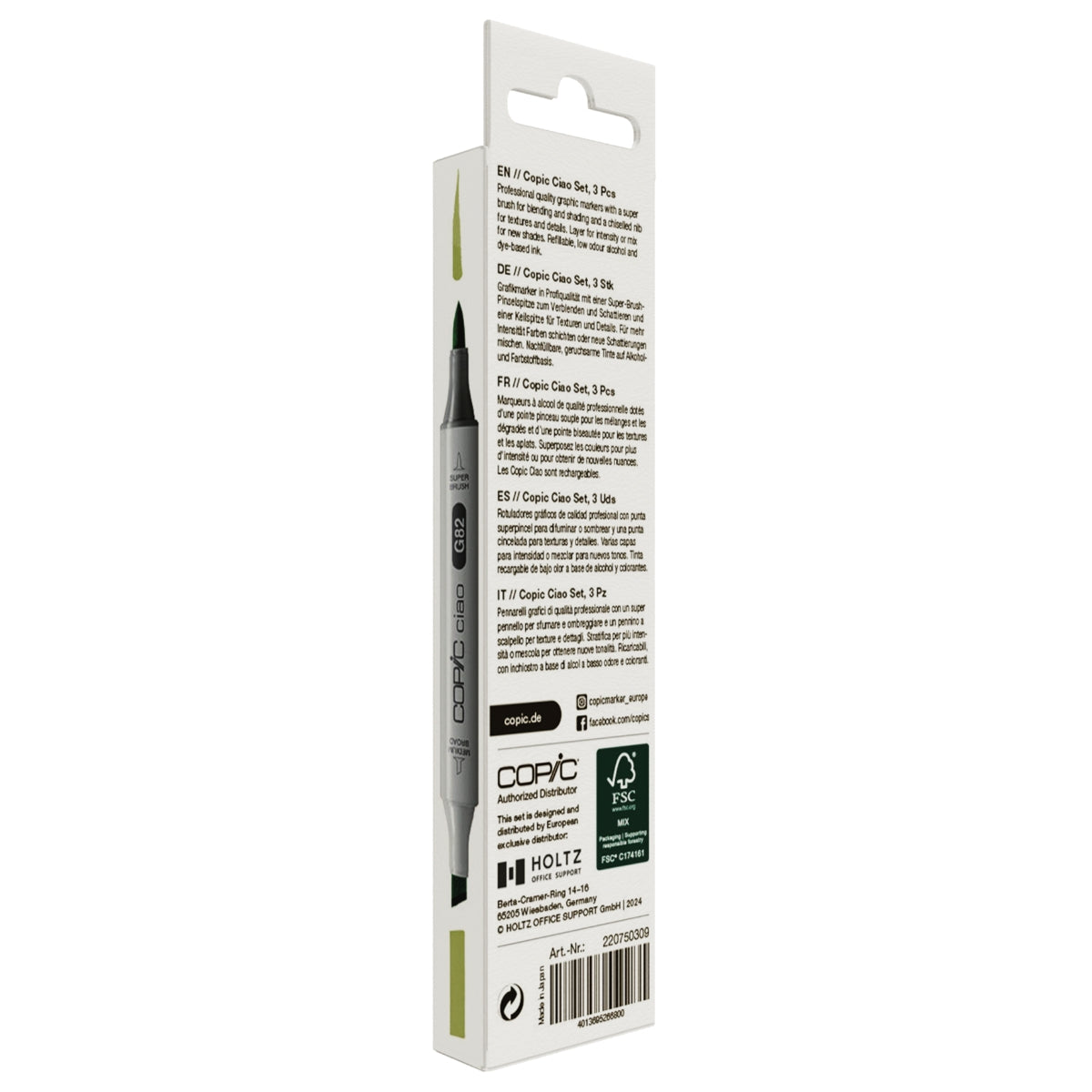 Estojo Marcador Artístico Copic Ciao Layer & Mix Ponta Dupla com 3 Cores Natural Palette - Copic