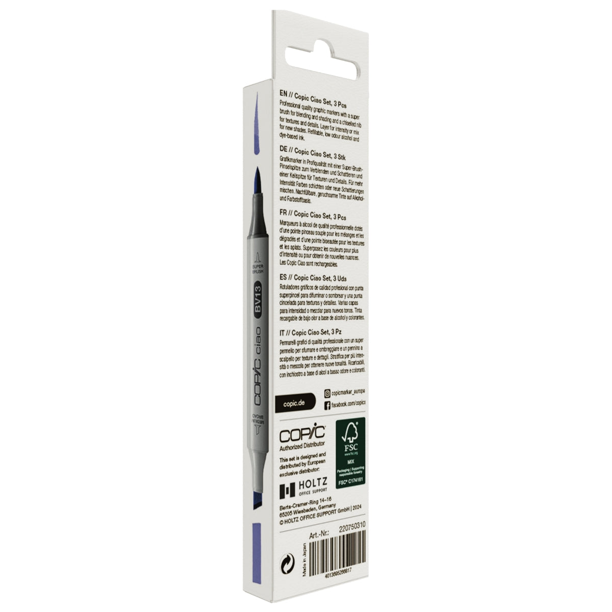 Estojo Marcador Artístico Copic Ciao Layer & Mix Ponta Dupla com 3 Cores Serene Palette - Copic