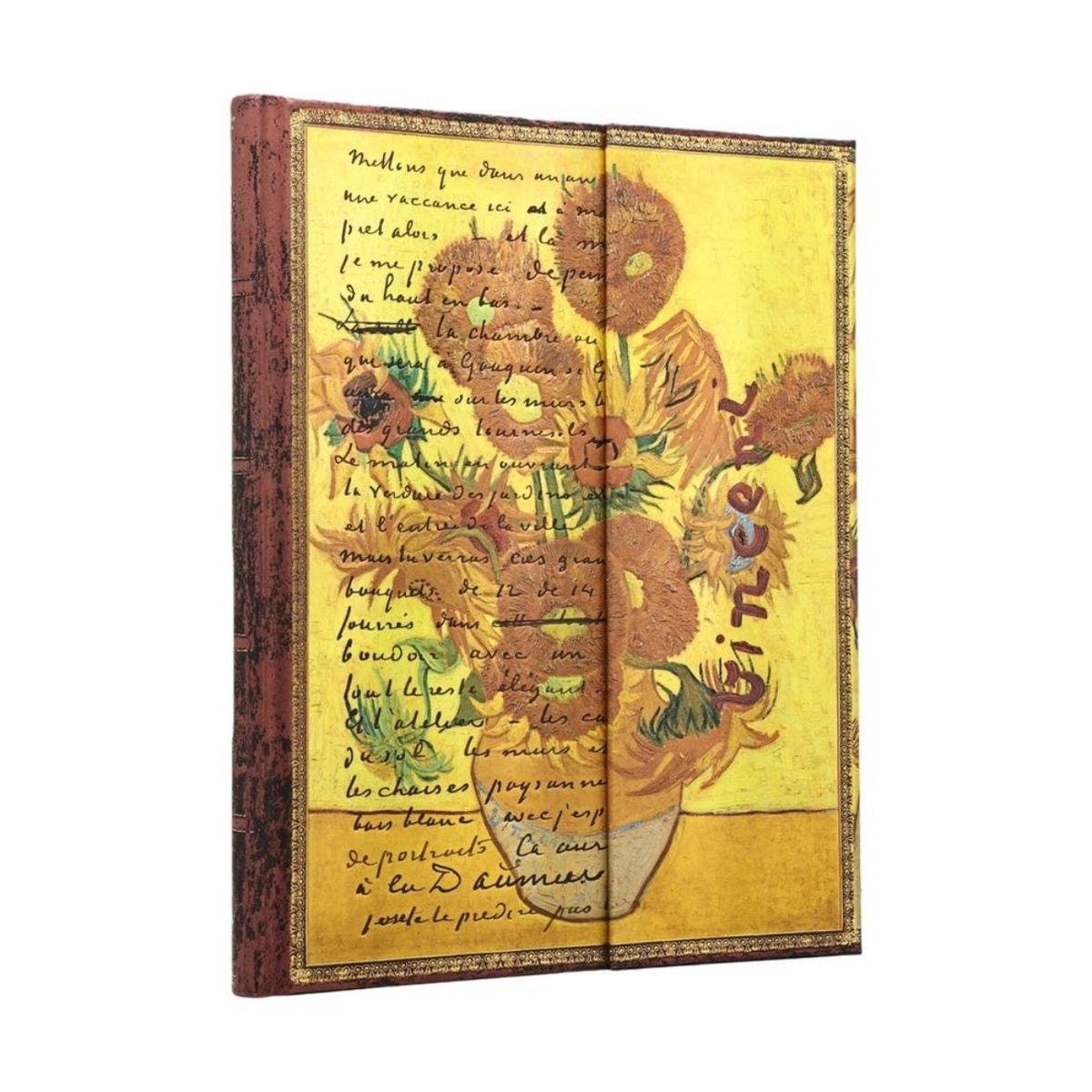 Caderno Pautado Capa Dura Midi Van Gogh, Sunflowers 13x18cm 144 Páginas 120g/m² - Paperblanks
