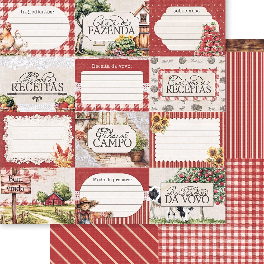 Papel para Scrapbook Dupla Face Receitas do Campo 30,5x30,5cm Sd-1416 - Litoarte
