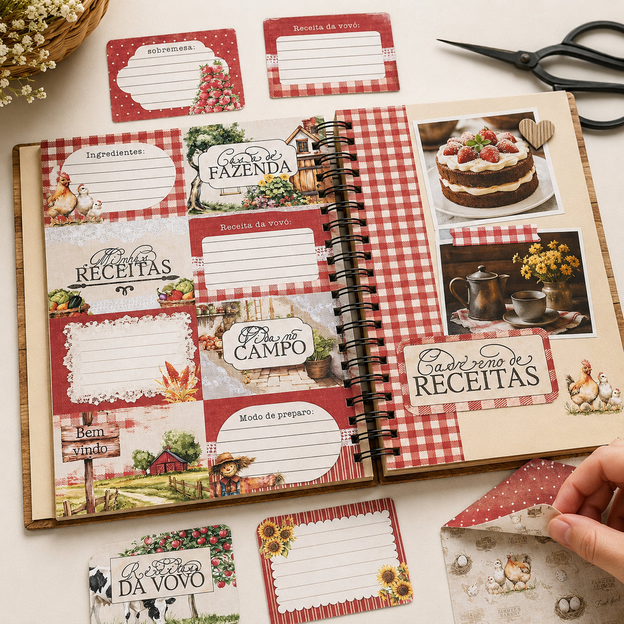 Papel para Scrapbook Dupla Face Receitas do Campo 30,5x30,5cm Sd-1416 - Litoarte