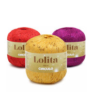 Linha Lolita com Lantejoulas Poliéster Algodão Acrílico Crochê Tricô 100g 250m Tex 400 - Círculo