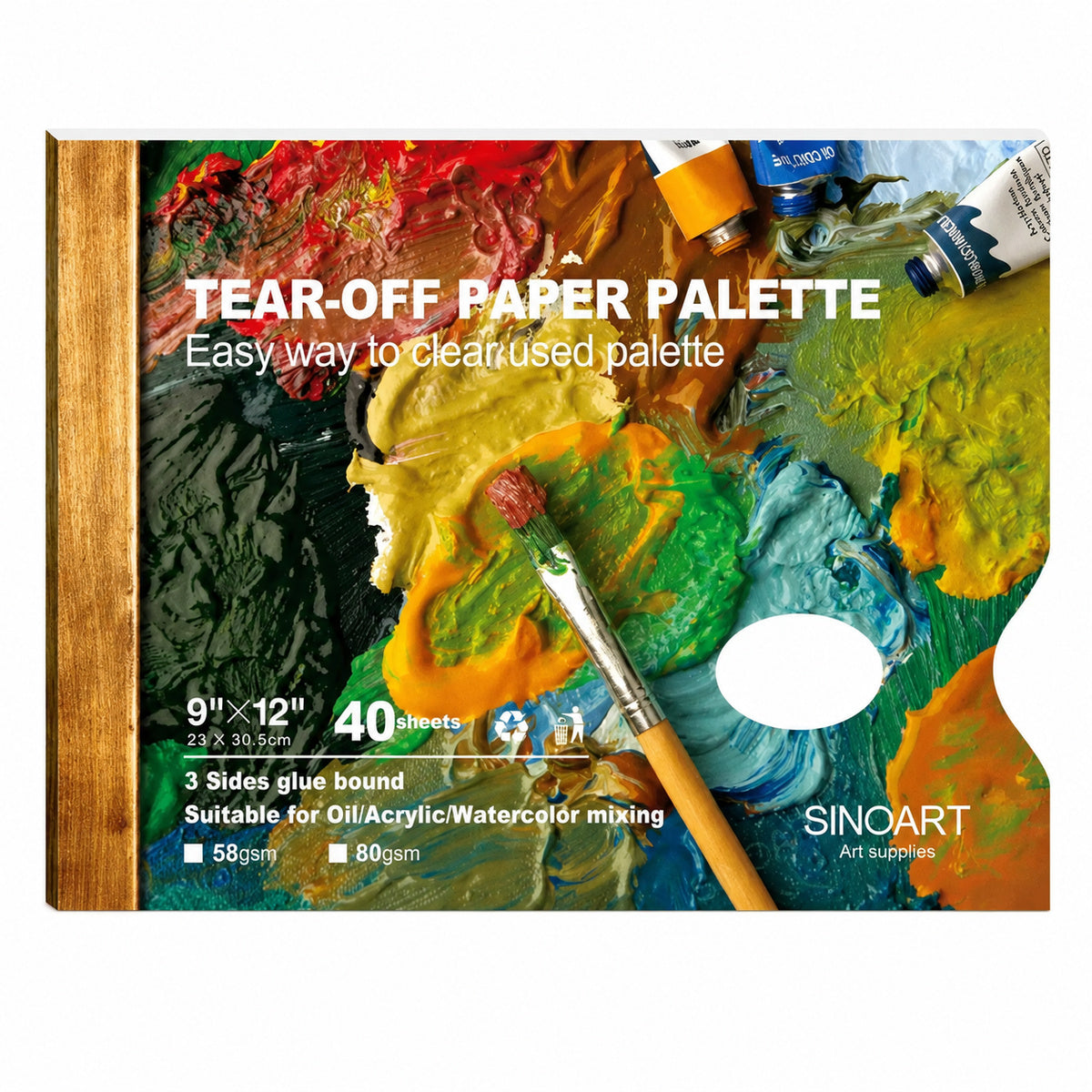 Paleta de Papel 40 Folhas 9x12pol para Mistura de Tintas Z013 - Sinoart
