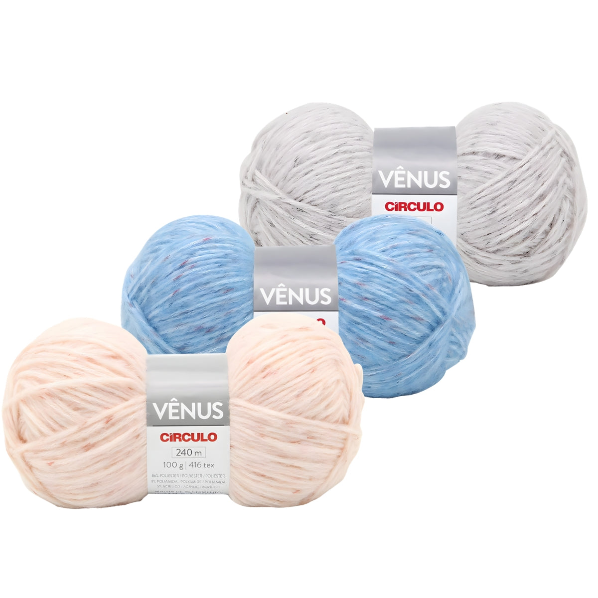 Fio Vênus Poliéster Poliamida e Acrílico Crochê Tricô 100g 240m Tex 416 - Círculo