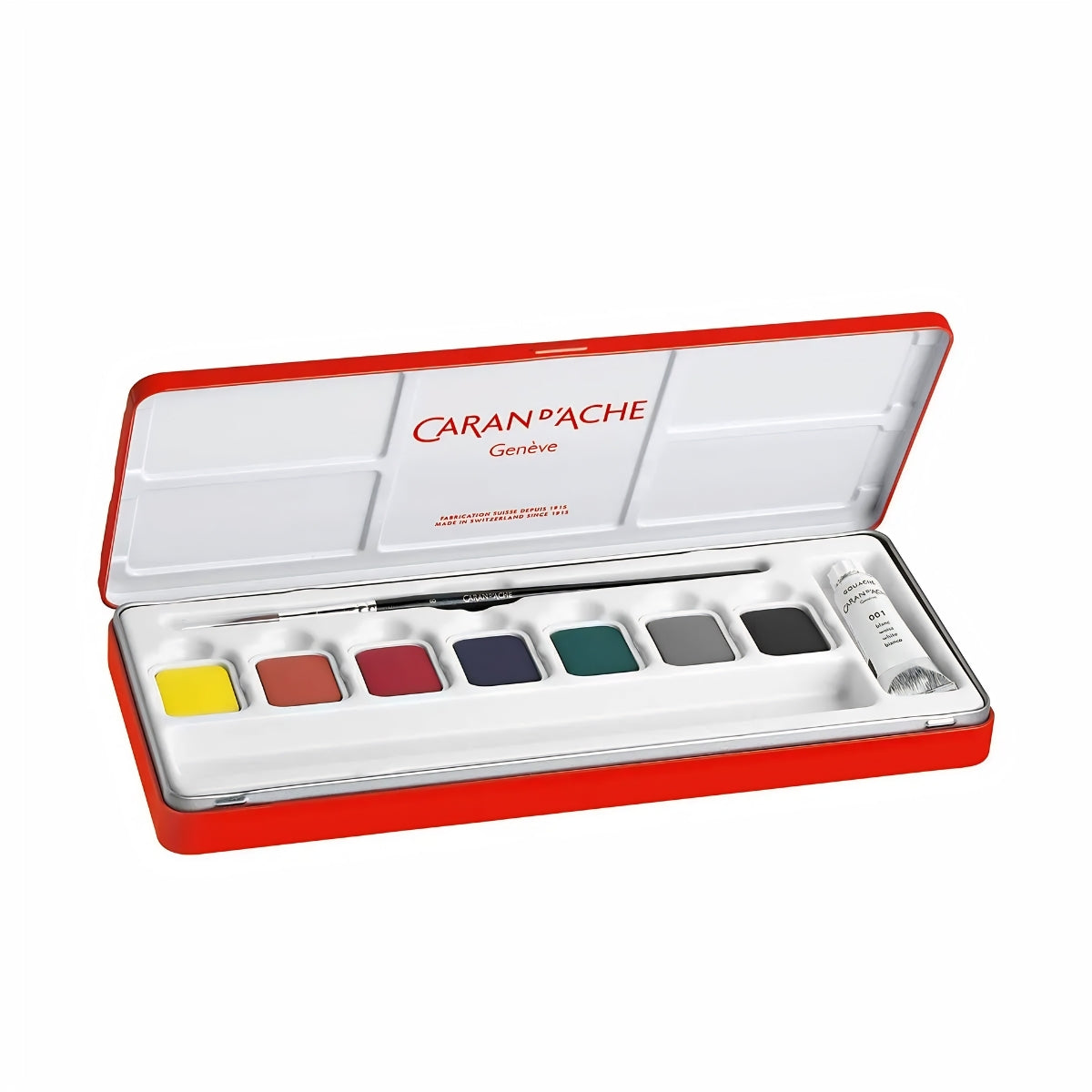 Kit de Tinta Guache Studio Pastilha Carandache com 8 Unidade e 1 Pincel 