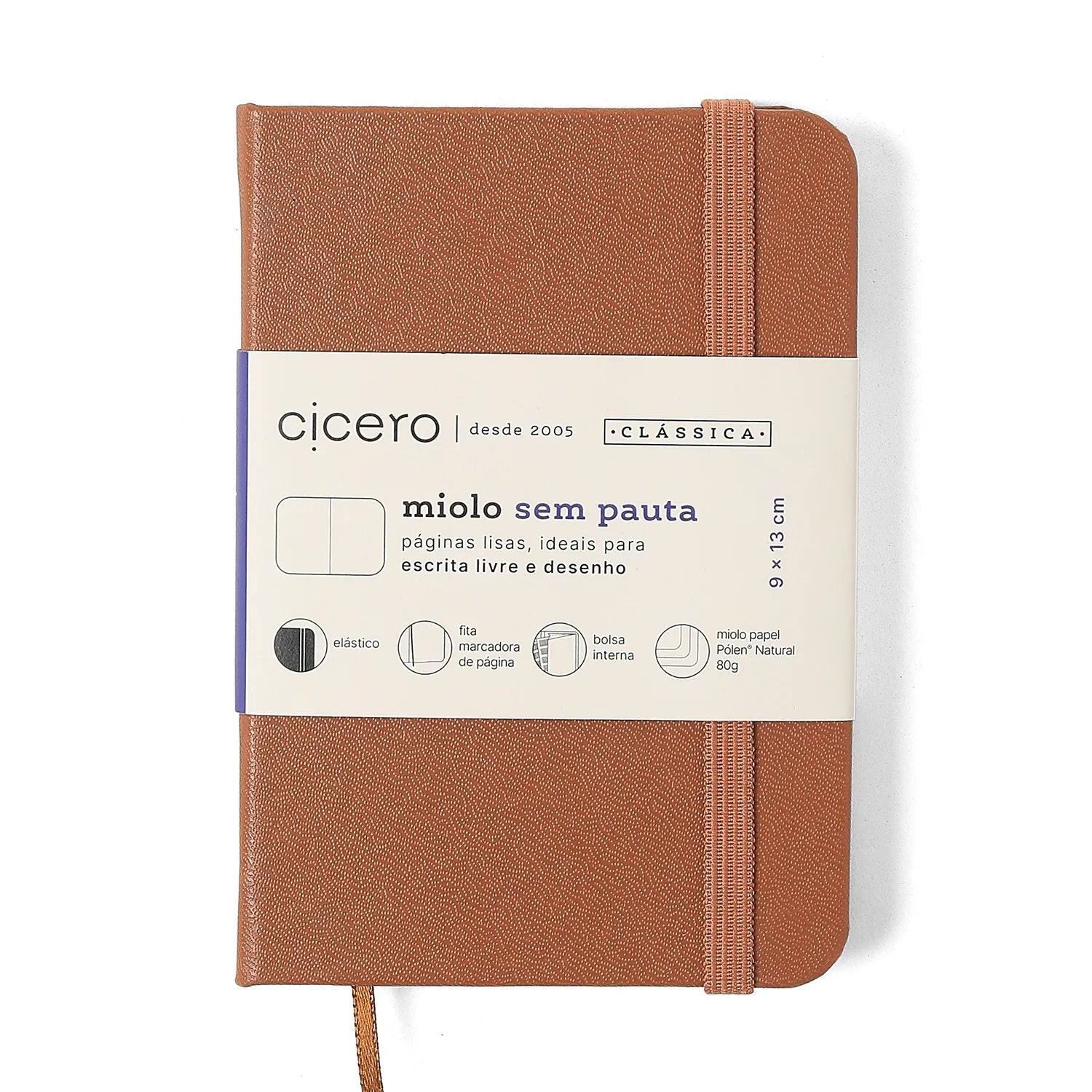 Caderneta Clássica Capa Dura sem Pauta 9x13cm 160 Páginas 80g/m² Caramelo - Cicero