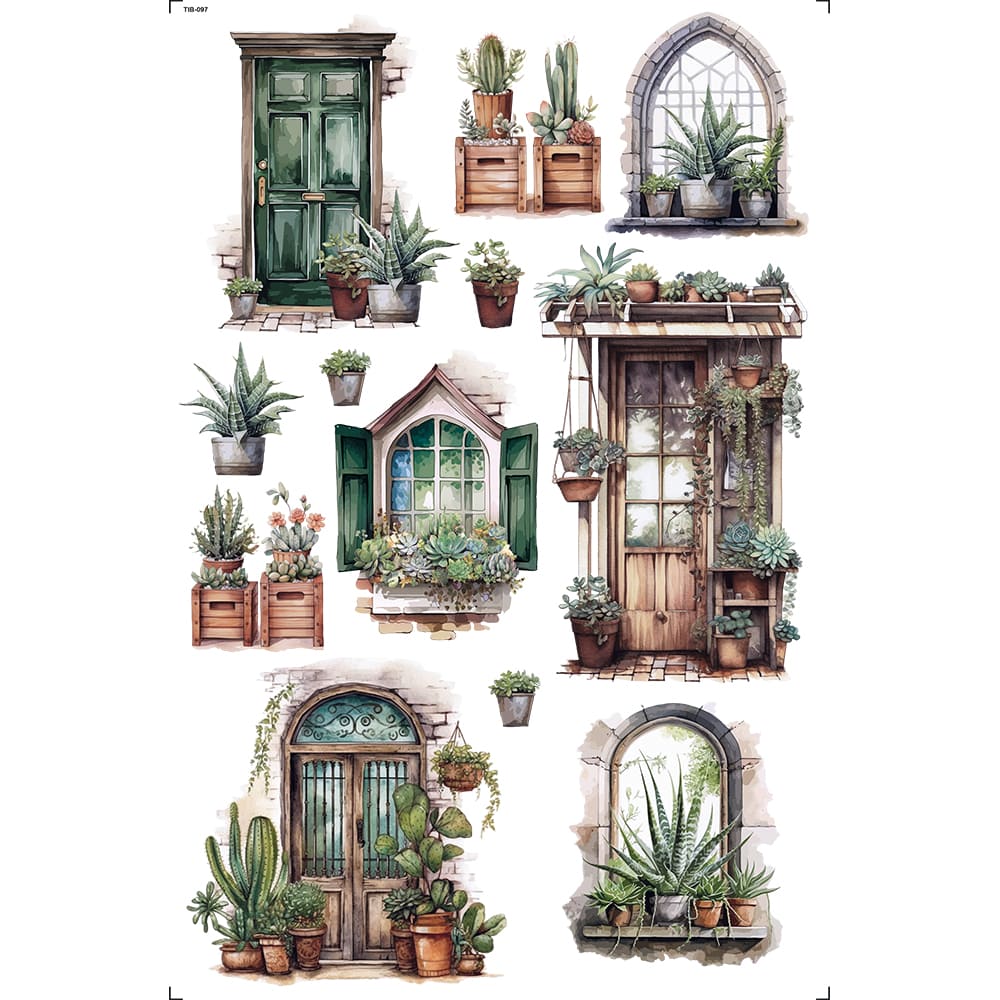 Transfer de Imagem Big Janelas 19,5x29,5cm para Artesanato e Decoração Tib-097 - Litoarte