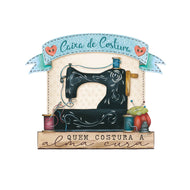 Aplique em Papel e Mdf Costura Vintage Caixa de Costura para Artesanato e Scrapdecor Apm8-1363 - Litoarte