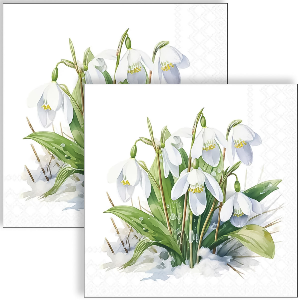 Guardanapo para Decoupage Ambiente 33x33cm com 2 Unidades - Flores Gotas de Neve