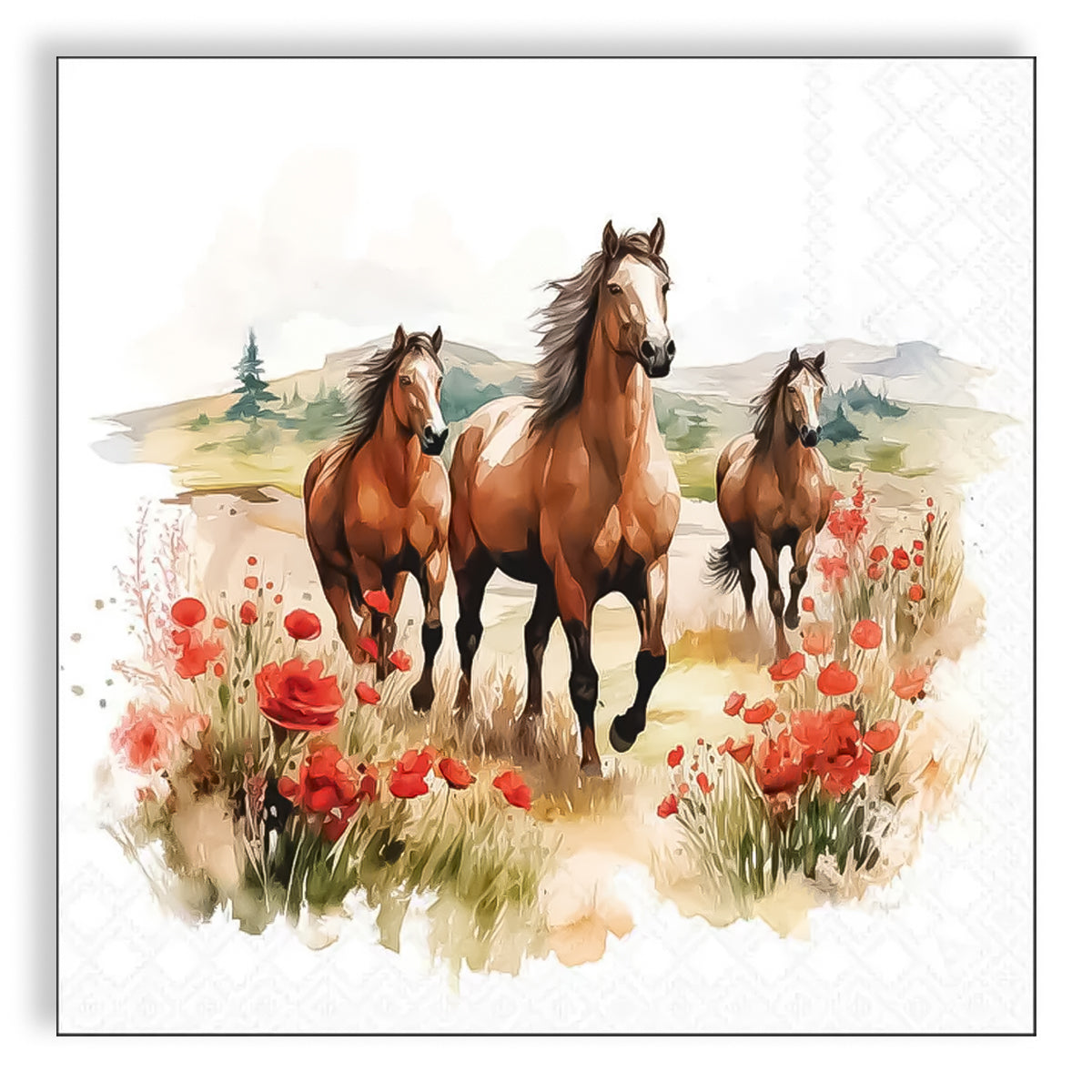 Guardanapo para Decoupage Ambiente 33x33cm com 2 Unidades - Cavalos Trotando