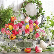 Guardanapo para Decoupage Ambiente 33x33cm com 2 Unidades - Jardim Tulipas