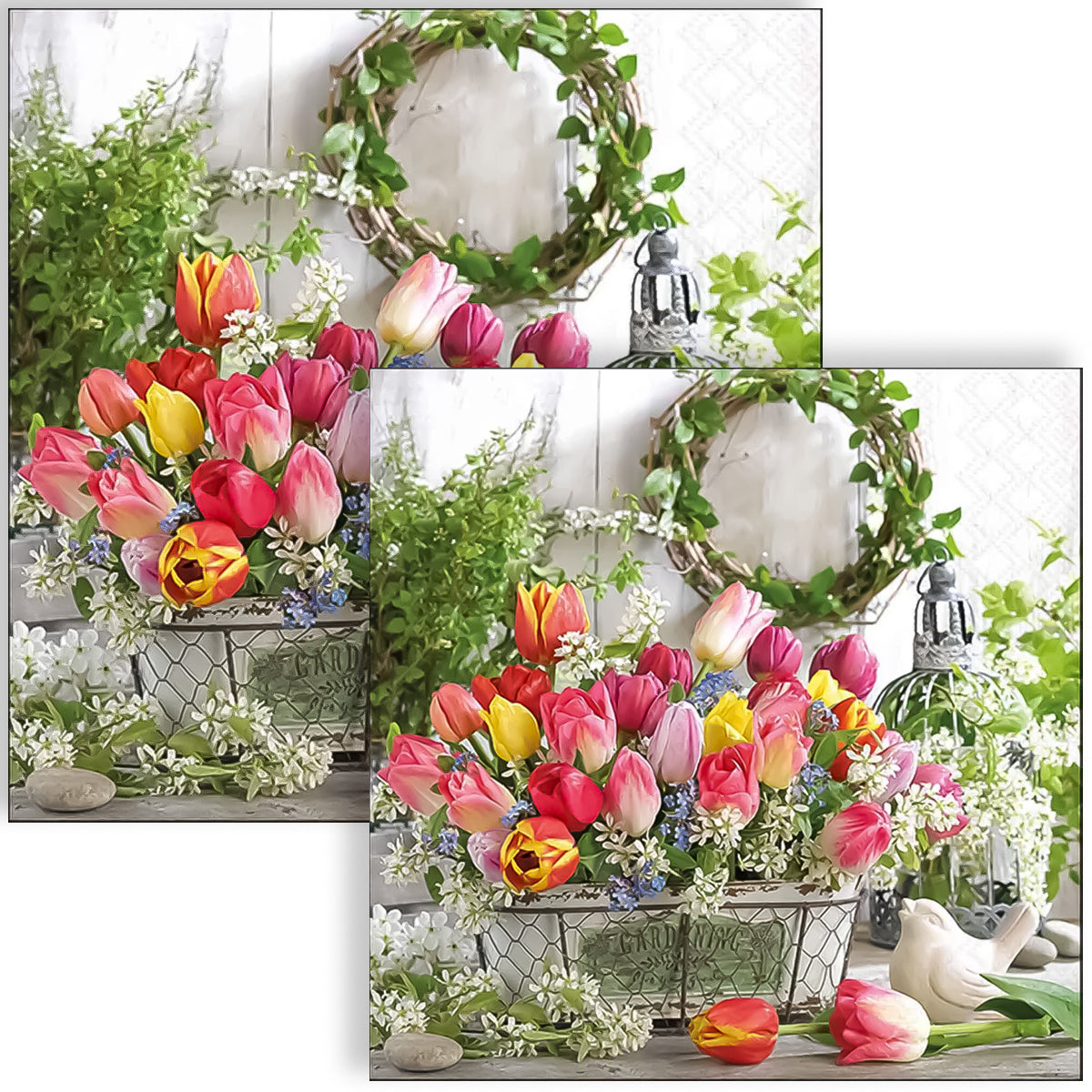 Guardanapo para Decoupage Ambiente 33x33cm com 2 Unidades - Jardim Tulipas