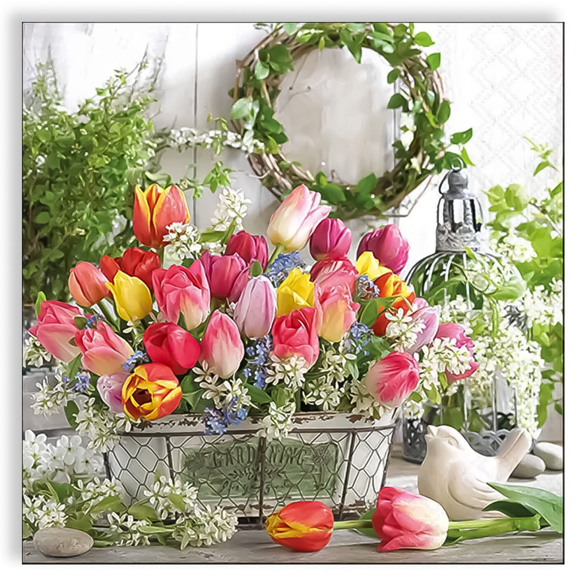 Guardanapo para Decoupage Ambiente 33x33cm com 2 Unidades - Jardim Tulipas