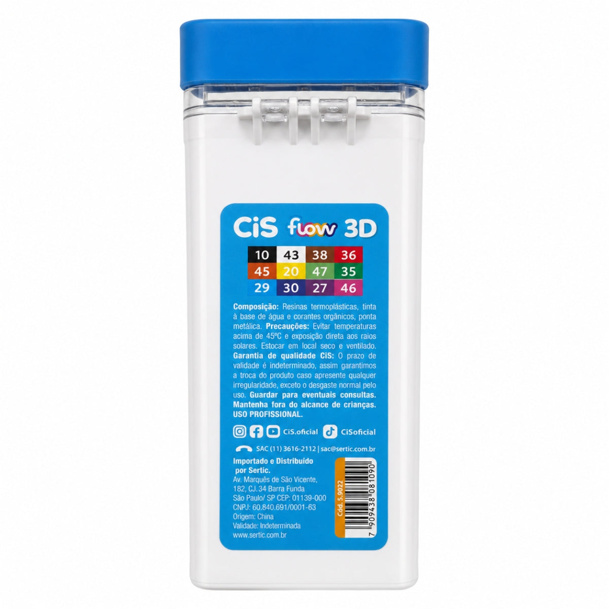 Estojo Marcador Acrílico Flow 3d Ponta 1,0mm com 12 Cores - Cis