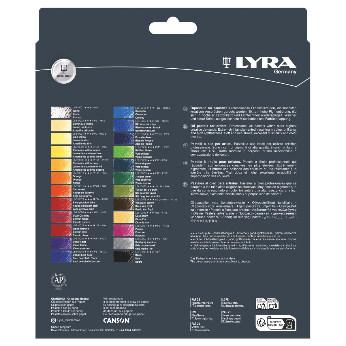 Estojo Giz Pastel Oleoso Oil Pastels com 24 Cores - Lyra