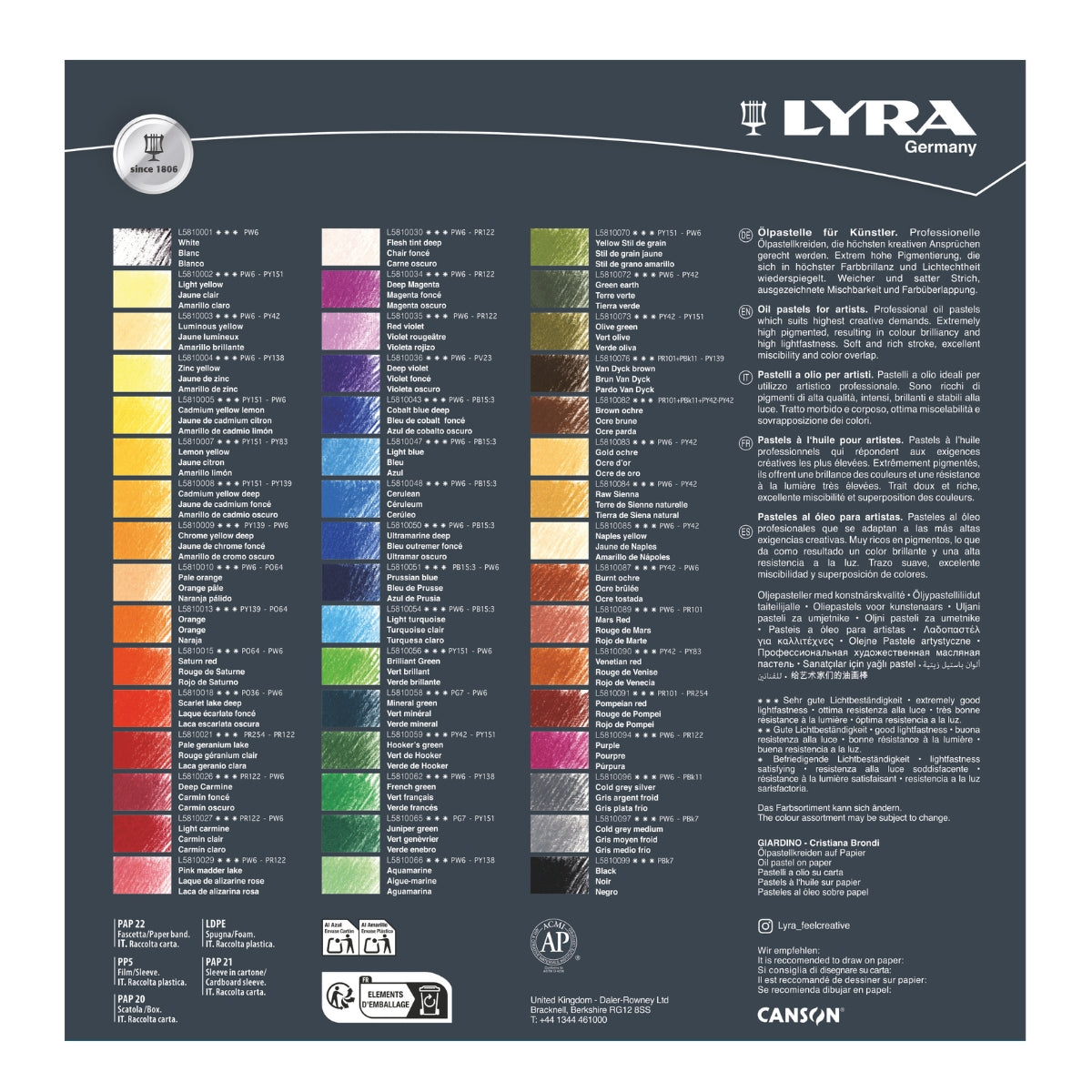 Estojo Giz Pastel Oleoso Oil Pastels com 48 Cores - Lyra