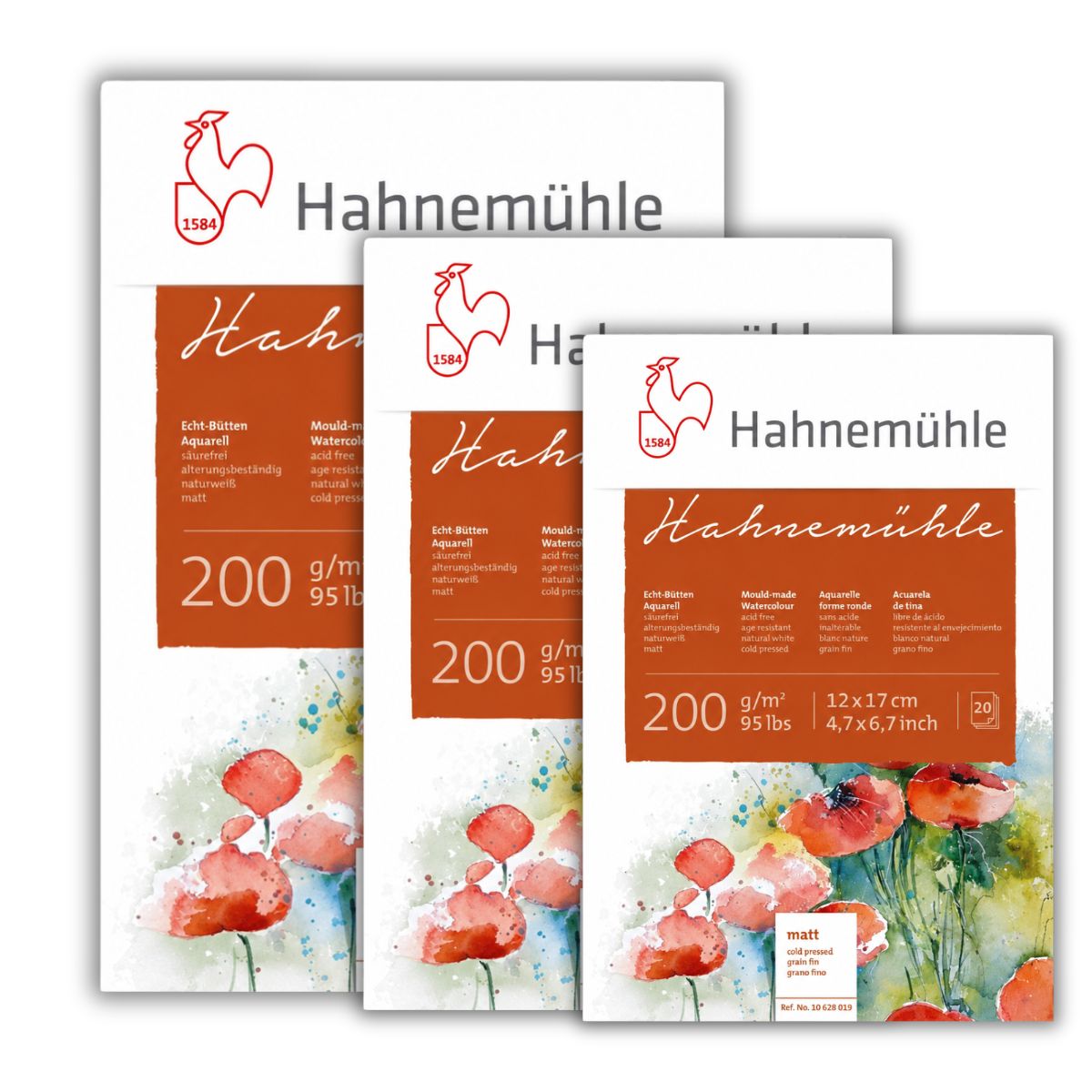 Bloco Papel para Aquarela 200 Textura Fina 200g/m² com 20 Folhas - Hahnemühle