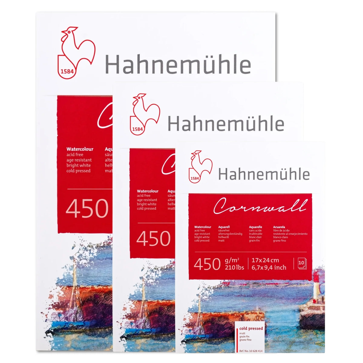 Bloco Papel para Aquarela Cornwall Textura Fina 450g/m² com 10 Folhas - Hahnemühle