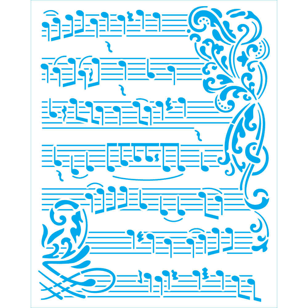 Stencil Musical 20x25cm para Pintura Decorativa e Artesanato Str-337 - Litoarte