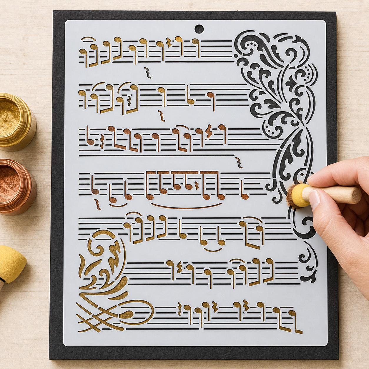Stencil Musical 20x25cm para Pintura Decorativa e Artesanato Str-337 - Litoarte