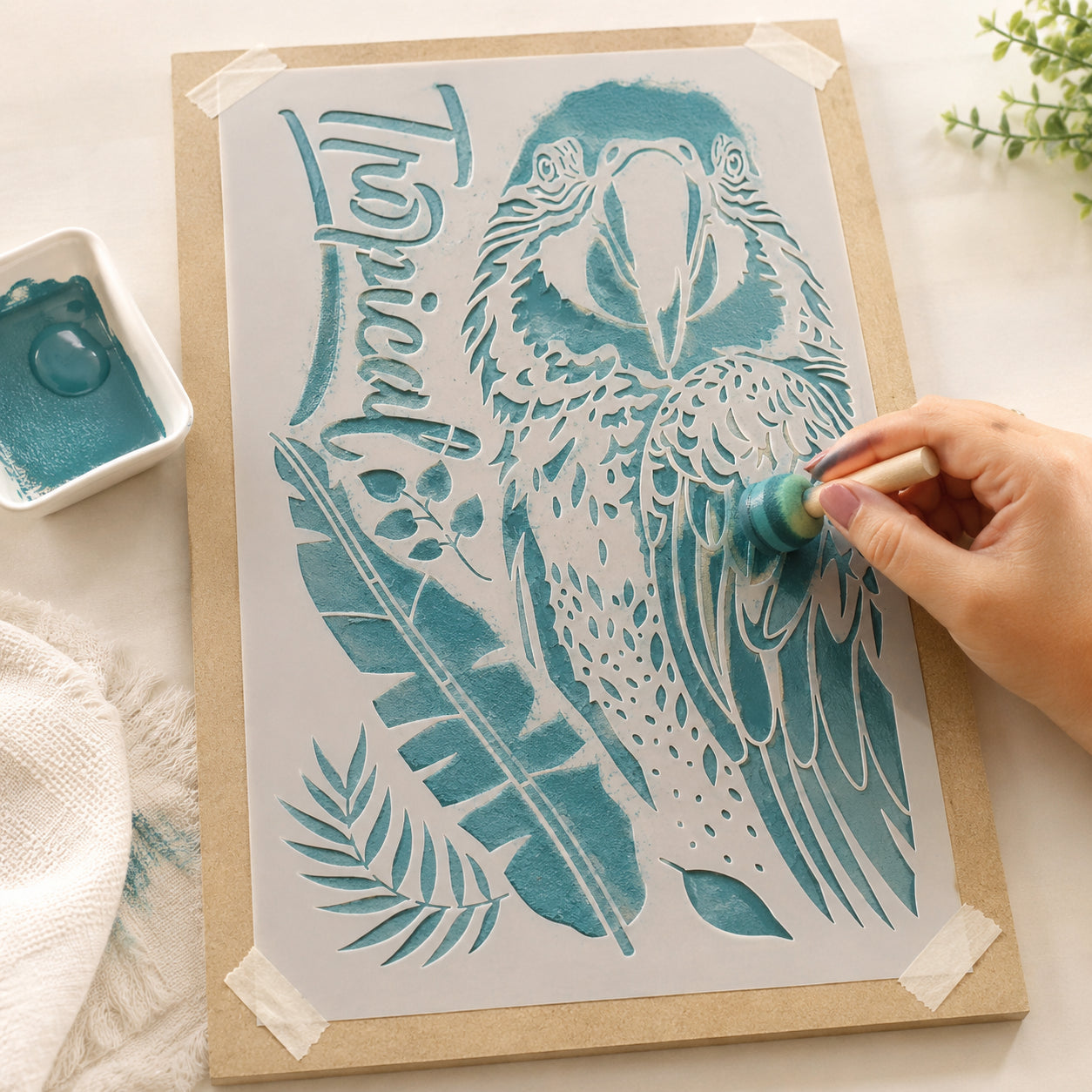 Stencil Tropical 21x34cm para Pintura Decorativa e Artesanato St-477 - Litoarte